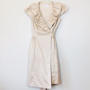 Suzi Chin Wrap Around Dress Ruffled Collar Size 8